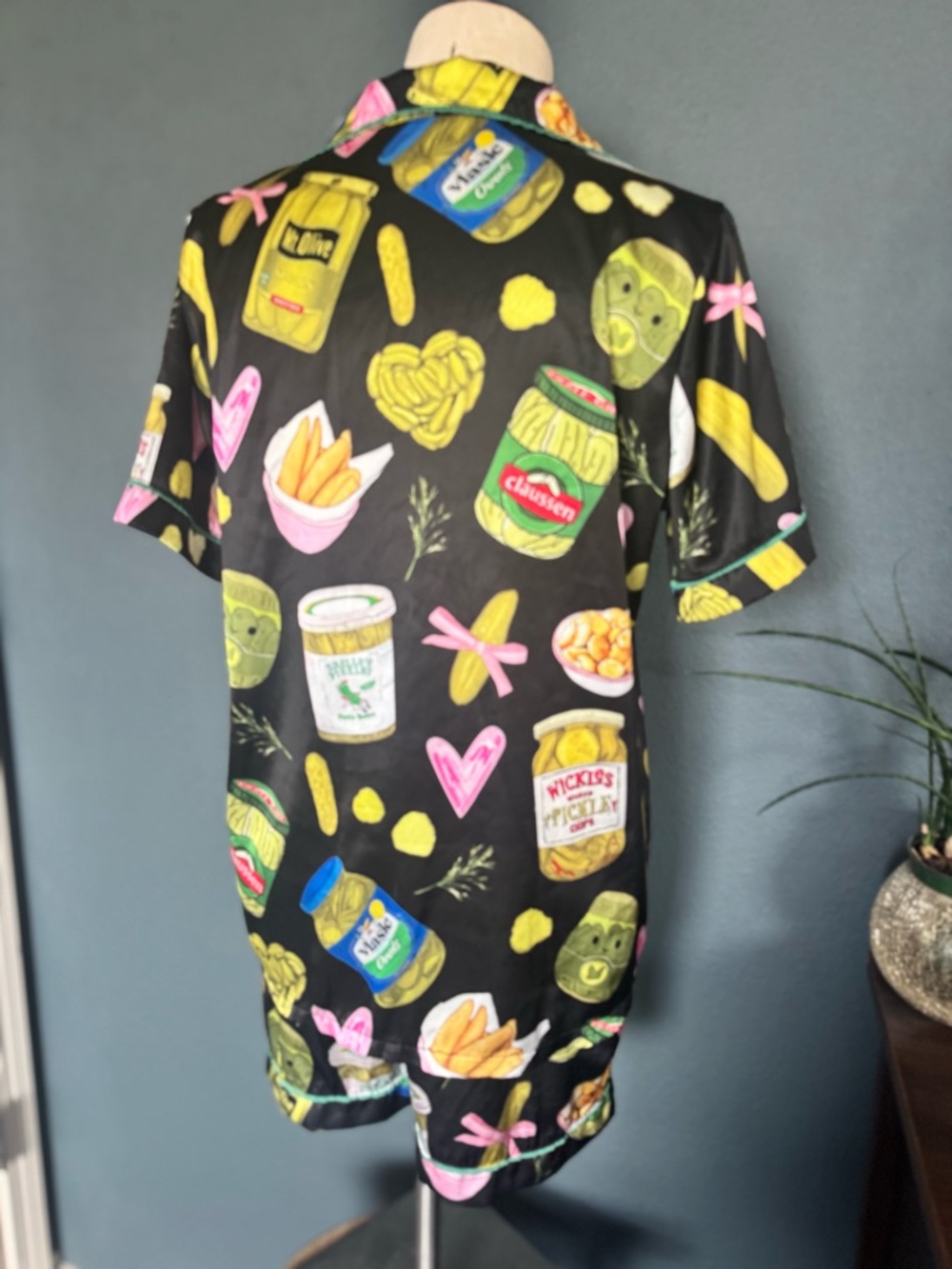 Paja Silk Satin Pajama Set with Colorful Pickle Print - Picture 2 of 3